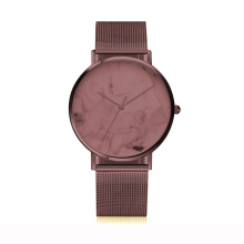 Minimalist marble coffee mocca watch purple woman bracelet stainless steel watch